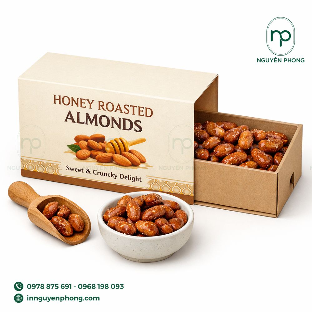 Mẫu hộp đựng hạnh nhân dạng hộp rút